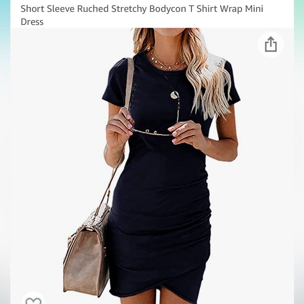 Tshirt wrap stretchy bodycon dress, Navy, size Large
